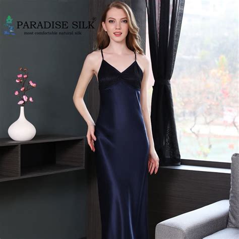 Womens Long Dress 100 Pure Silk Nightie For Women Nightgown Sleepwear
