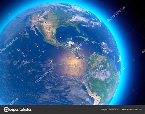 Physical Map World Satellite View Central America Globe Hemisphere