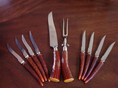 Sheffield England Cutlery Bone Handled Carving Knife And Fork1 Set