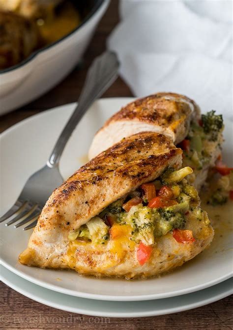 Divide the broccoli mixture among the chicken breasts, pressing it firmly into each pocket. Pin on Chicken