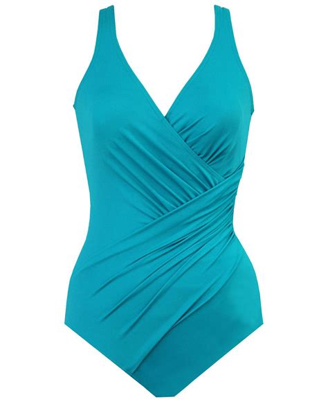 Miraclesuit Synthetic Oceanus Allover Slimming Wrap One Piece Swimsuit