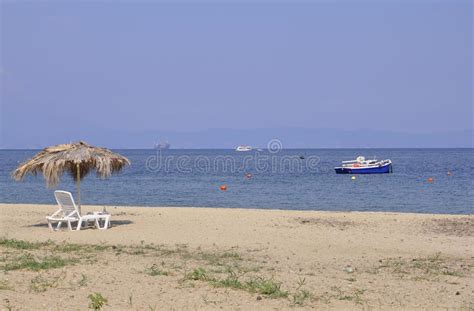 Thassosaugust 20th Potos Village Beach From Thassos Island In Greece