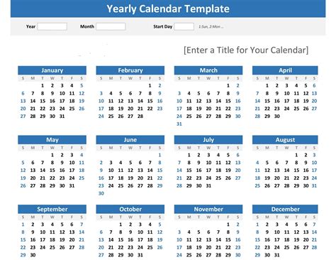 Year Calendar At A Glance