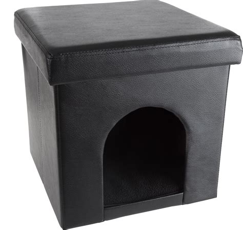 Petmaker Collapsible House Dog And Cat Ottoman Small Faux Leather