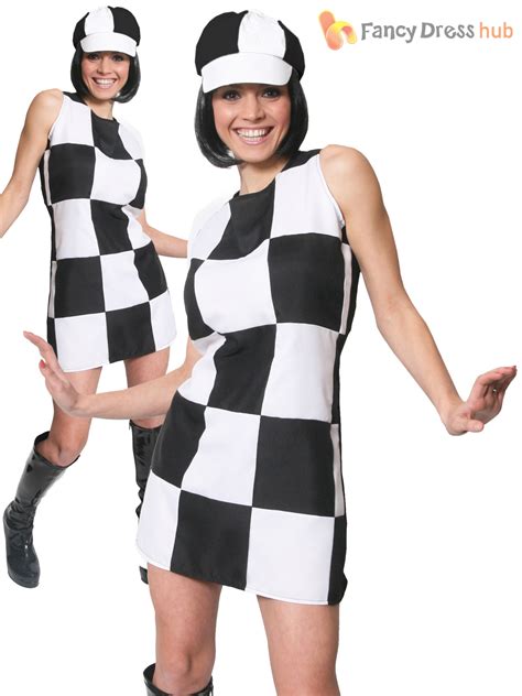 Ladies 1960s Party Girl Costume Adults Swinging 60s 70s Retro Fancy