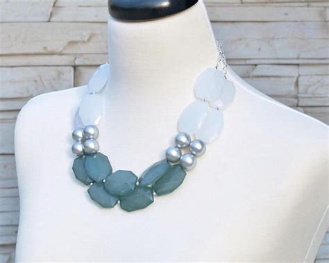 Stunning Teal Statement Necklace With Chunky Design