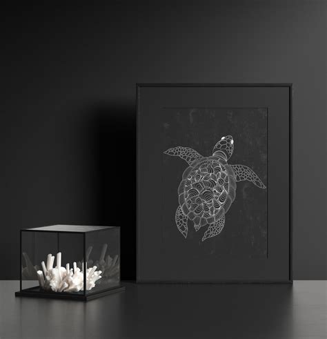 Sea Turtle Foil Print Art Print Real Gold Foil Print Wall Etsy