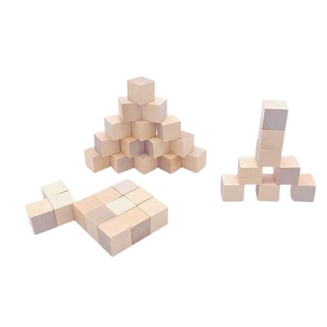 Rosarivae 36pcs Mini Wooden Craft Cube Block Precise Cutting Wood