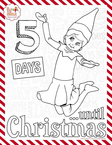 5 more days elf on the shelf coloring sheet elf activities christmas elf elf fun