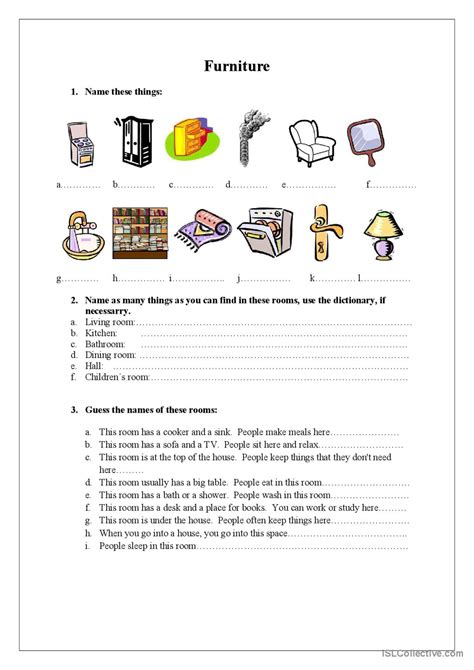 House And Furniture Pictur English Esl Worksheets Pdf And Doc