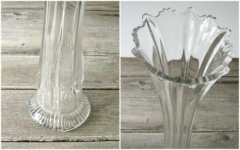 Antique Depression Glass Vase Tall Clear Glass Vase Etsy
