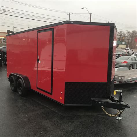 Enclosed Cargo Trailer 7×162v Red Ramp Covered Wagon Blk Out Package