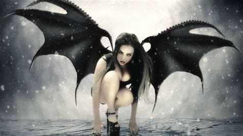 Fantasy Wings Girl Demon Hd Wallpaper