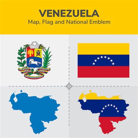 Premium Vector Venezuela Map Flag And National Emblem