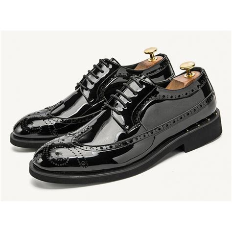 Black Patent Shiny Baroque Lace Up Dappermen Mens Oxfords Shoes