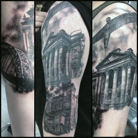 These tattoos were popular with sailors and became part of pop culture during that time. 90 Building Tattoos For Men - Architecture Ink Design Ideas