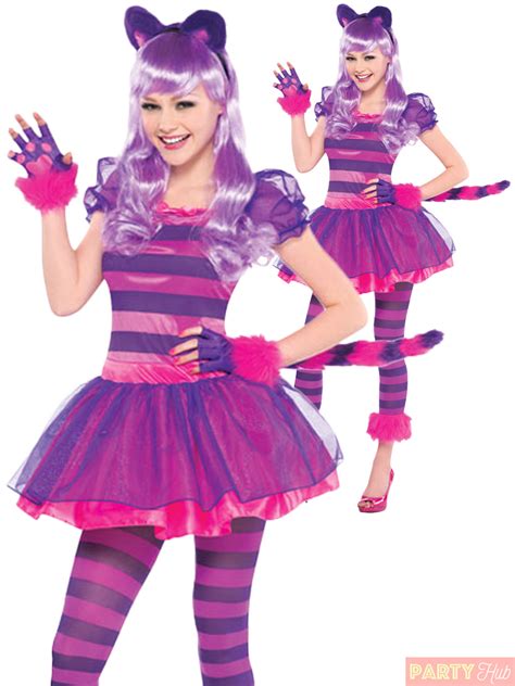 Girls Cheshire Cat Costume Child Alice In Wonderland Fancy Dress Book