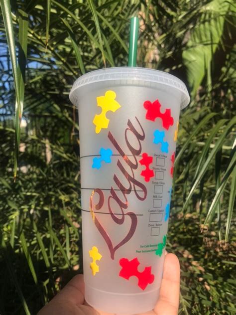 Autism Awareness Personalized Cold Cup Personalized Starbucks Etsy