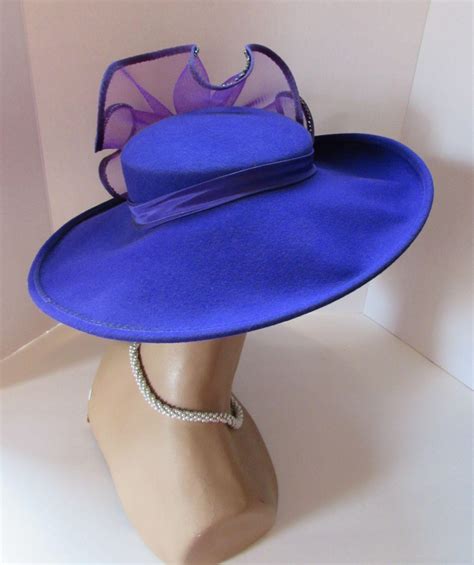 Church Hat In Wild Purple Wool With Extravagant Iridescent Beading From
