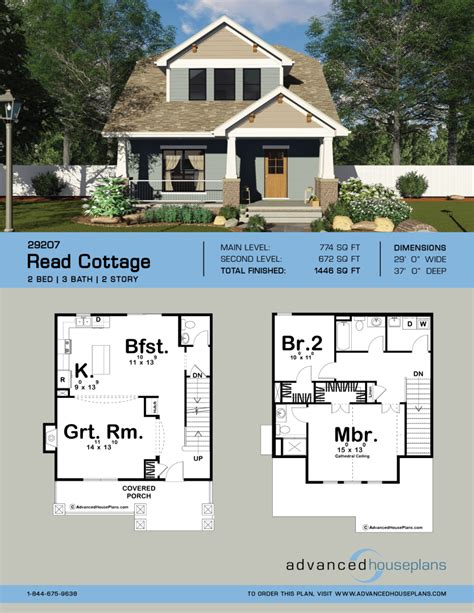 2 Story Craftsman Style House Plan Read Cottage Small Craftsman