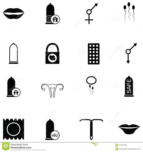 Safe Sex Icon Set Stock Vector Illustration Of Sign 107351838