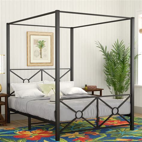 Latitude run biggerstaff queen size metal canopy bed with x frame color: Bay Isle Home Symeon Canopy Bed & Reviews | Wayfair