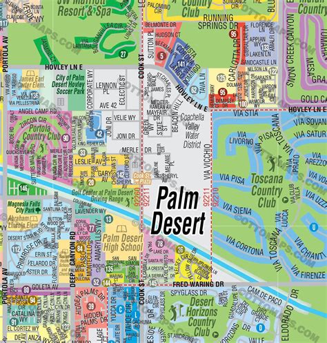 Palm Desert Map With Indian Wells Riverside County Ca Otto Maps
