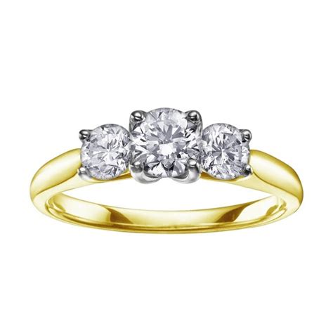 18CT YELLOW GOLD 3 STONE DIAMOND RING JEWELLERY From Adams Jewellers