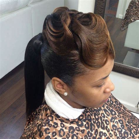 Ponytail Black Women Updo Hairstyles African American Updo