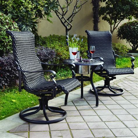 Darlee Victoria 3 Piece Resin Wicker Bistro Set End Table With Ice