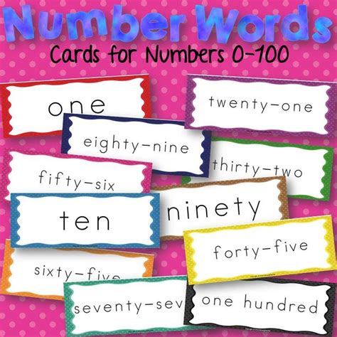 Number Word Cards Zero To One Hundred Math Set Word Cards Number