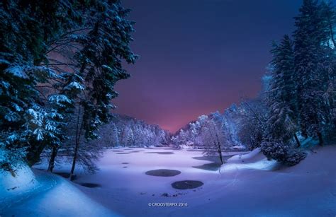 Peaceful Winters Night Winter Landscape Winter Desktop Background