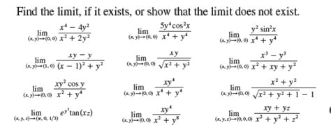 solved find the limit if it exists or show that the limit