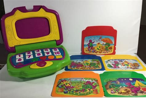 Barney Learning Fun Interactive Laptop Toy With 5 Cards 2002 Mattel