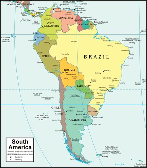 South America Political Map With Countries And Capitals Images