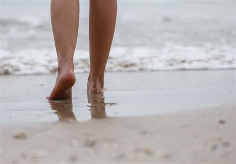 Close Up Of Female Legs Walking On Beach Stock Image Image Of