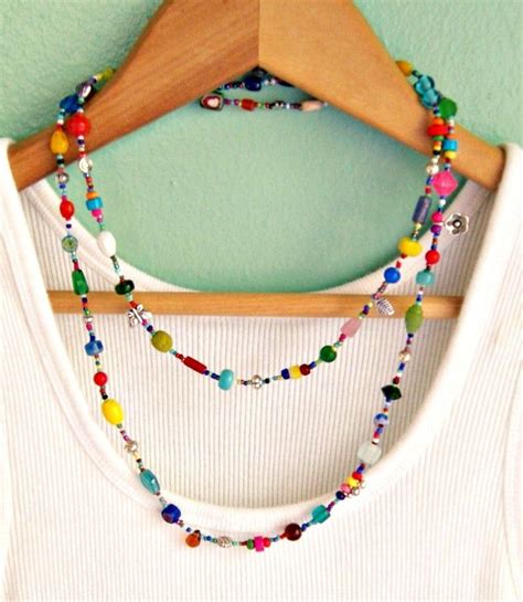 Colorful Long Beaded Necklace Boho Jewelry Bohemian Jewelry Hippie
