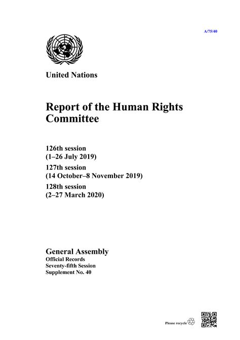 Report Of The Human Rights Committee United Nations Ilibrary