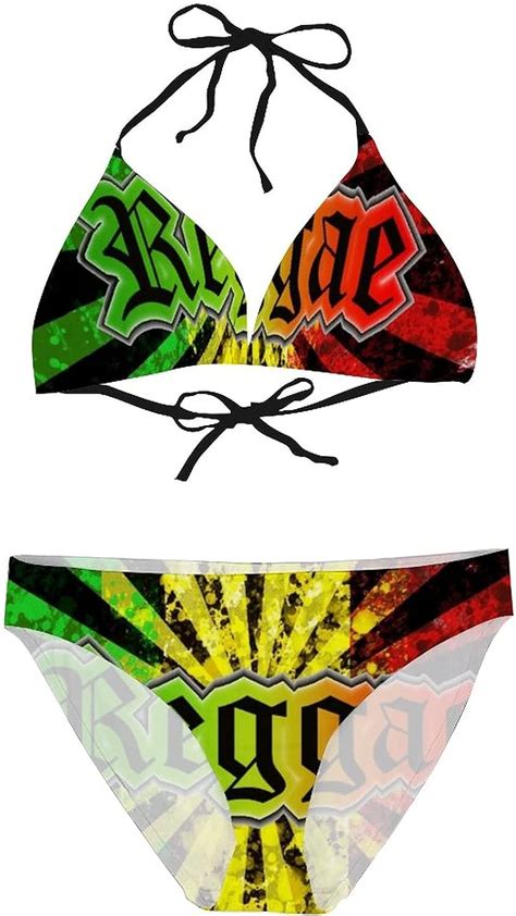 Bnujsa Reggae Jamaican Music Tie Dye Womens Sexy Swimsuit Two Pieces Bathing