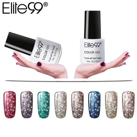 elite99 7ml super bling shining starry gel polish soak off nail art gel glitter sequins uv led