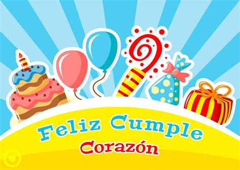Bonita Tarjeta De Feliz Cumple Corazon Happy Birthday Cards Happy
