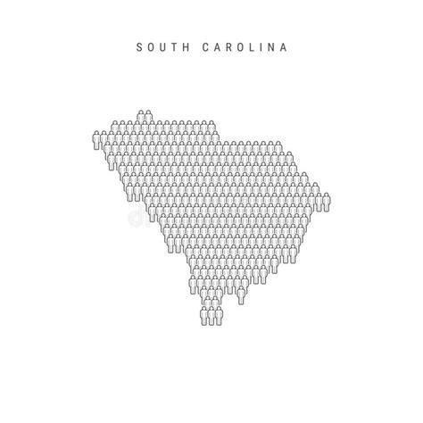 Vector People Map Of South Carolina Us State Stylized Silhouette