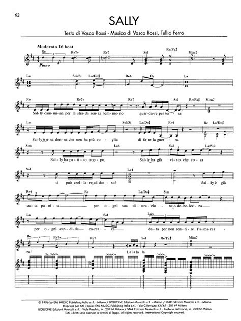 Vasco rossi sally (per tutti e per sempre). Sally Pianoforte Vasco Rossi