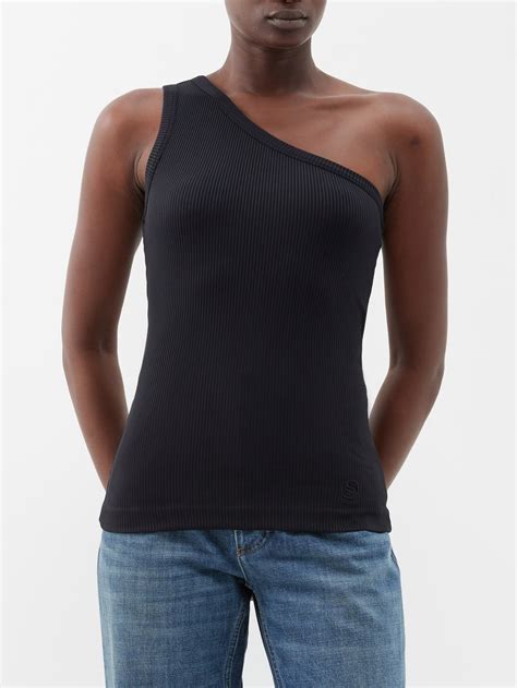 Black One Shoulder Ribbed Jersey Top Stella Mccartney Matchesfashion Au