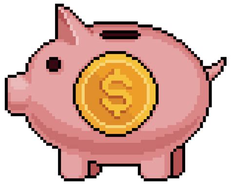 Pixel Art Piggy Bank With Coin Vector Icon For 8bit Game On White