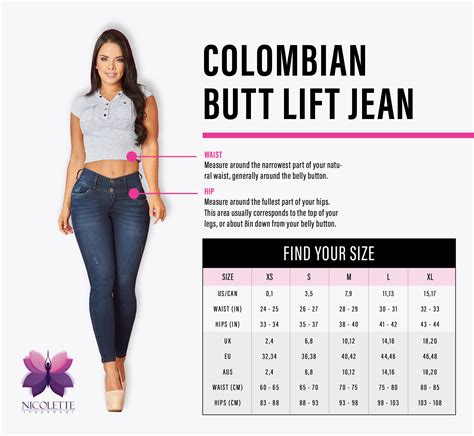 colombian butt lift jean size chart nicolette shapewear