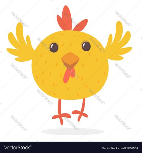 Cute Cartoon Yellow Chicken Blinking Eye Vector Image