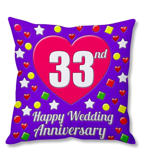 33rd Happy Wedding Anniversary Multi Colour Printed Cushion Cover Buy