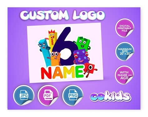 Numberblocks Custom Logo Numberblocks Custom Logo With Name Etsy In