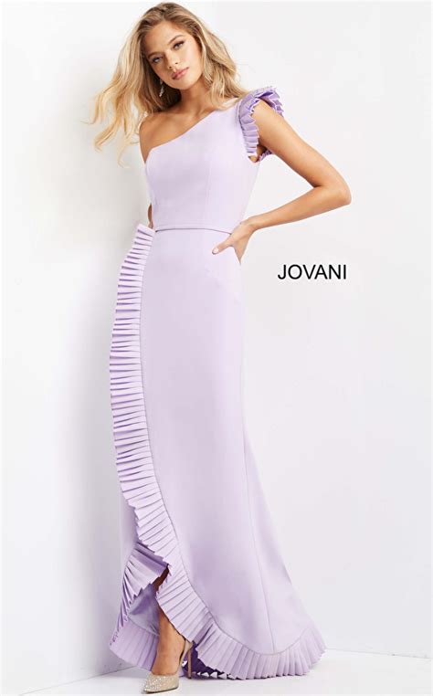 Jovani 08527 Lilac One Shoulder Pleated Evening Dress